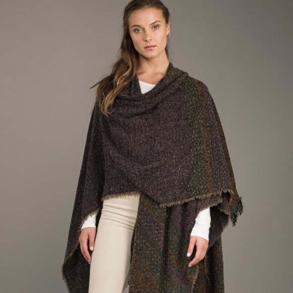 Celtic Kerry Woollen Mills Lambswool Ruana Wrap | Turf Purple Brown OSFA NWT - Picture 1 of 16